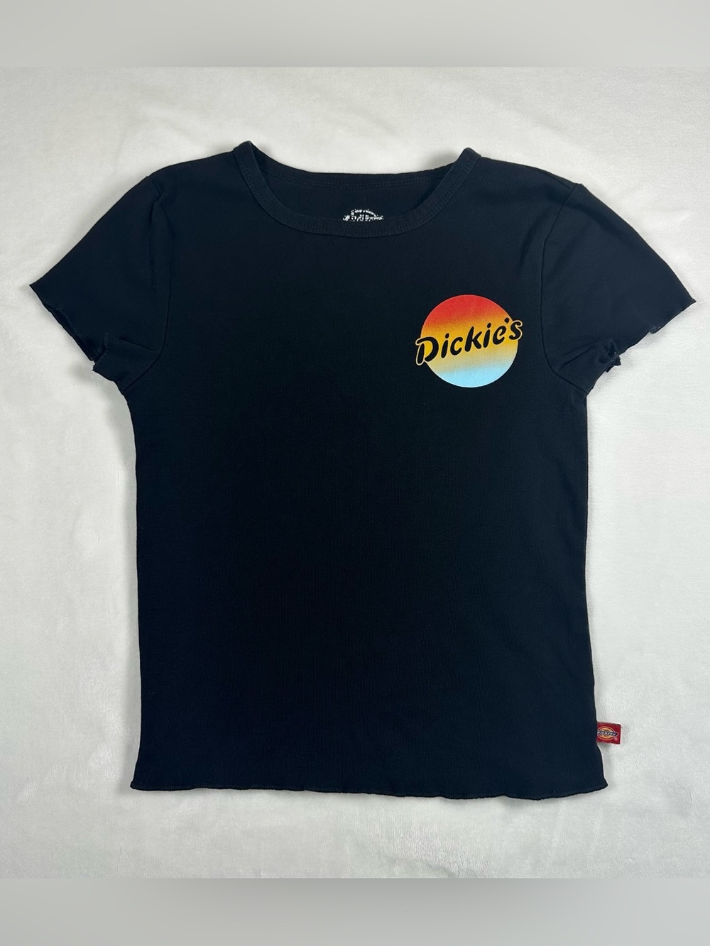 Dickies Black Crop Tee with Sunset Gradient Logo